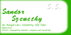 sandor szemethy business card